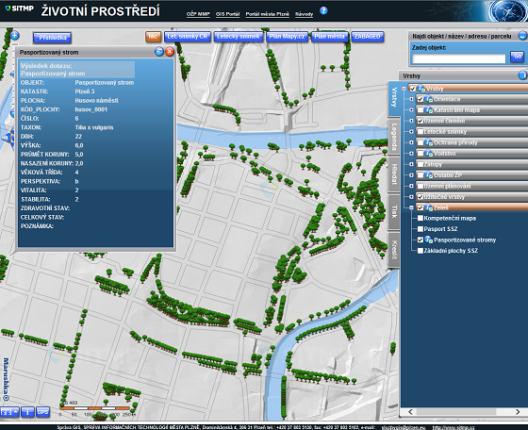 Pasportizované stromy z lokální databáze MyTrees