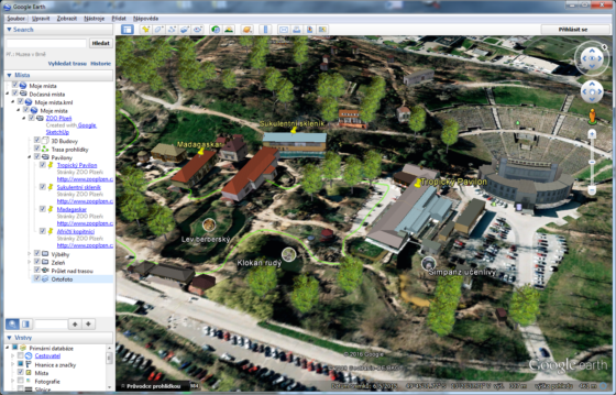 Zobrazení opendat 3D modelu ZOO v aplikaci Google Earth